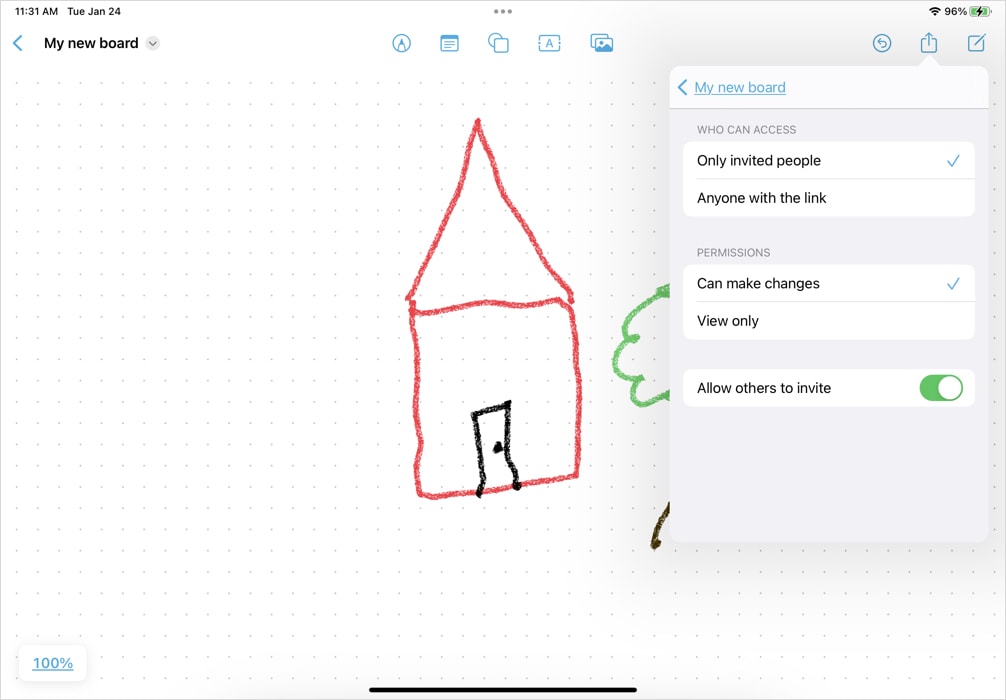 Board Access and Permissions settings
