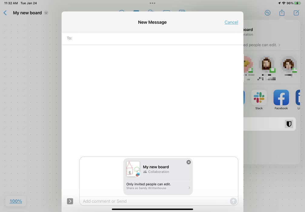 Sharing a board in Messages