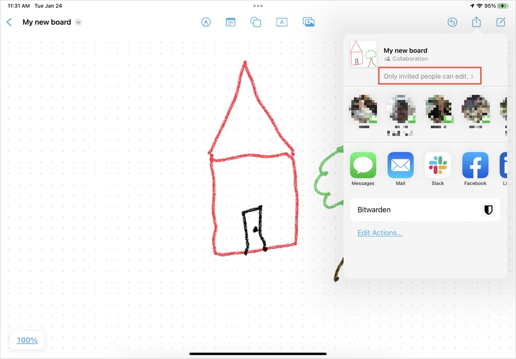 Access the board Share permissions