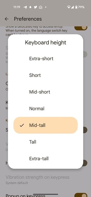 Gboard Settings Keyboard Height