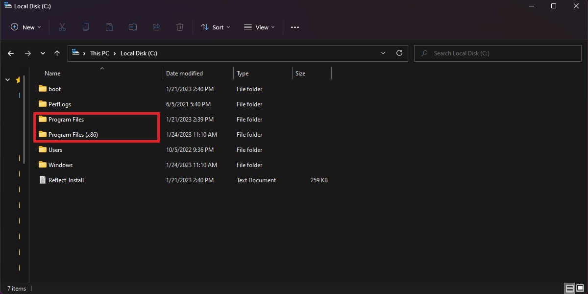 Program Files on PC.