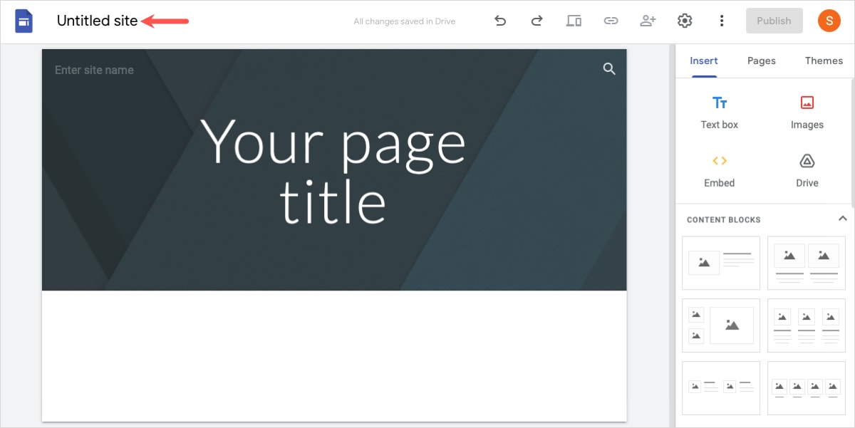 Google Sites file name