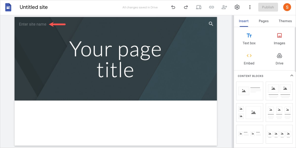 Google Sites site name