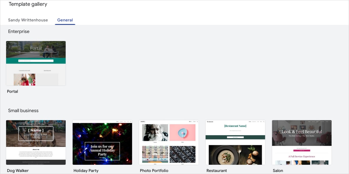 Google Sites templates