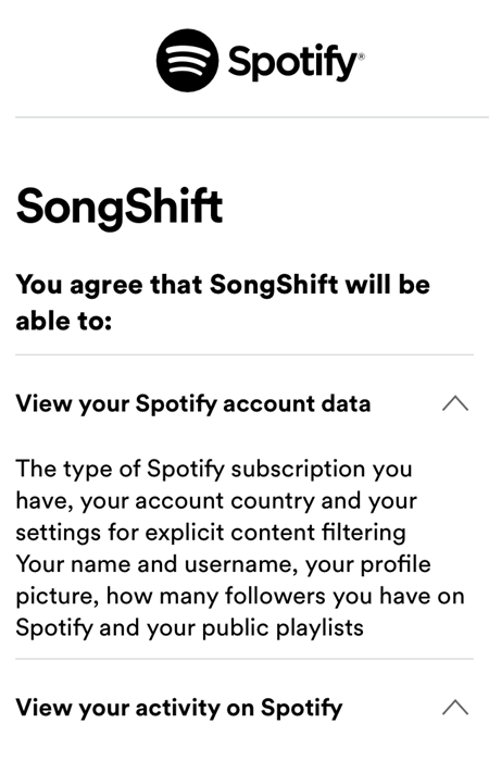 Grant Permissions To Spotify And Songshift