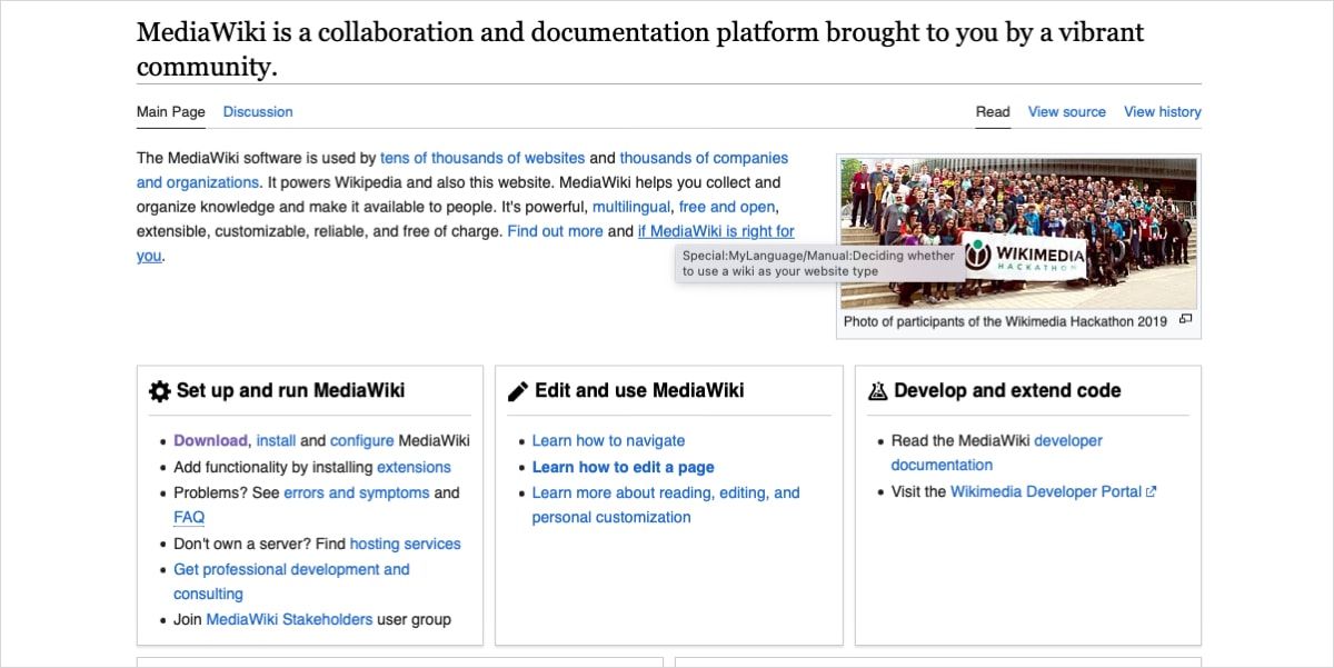 MediaWiki main page
