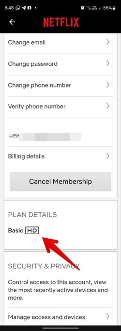 Netflix App Plan Details