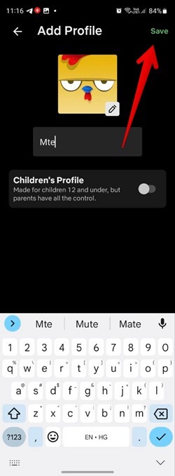 Netflix Mobile Profile Save