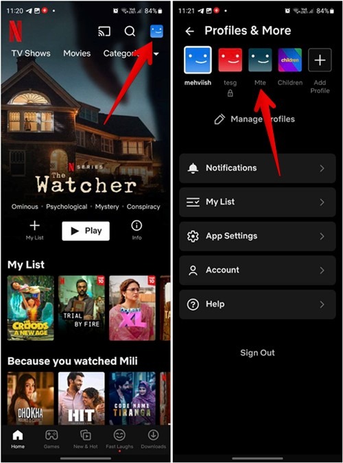 Netflix Mobile Switch Profile Within Profile