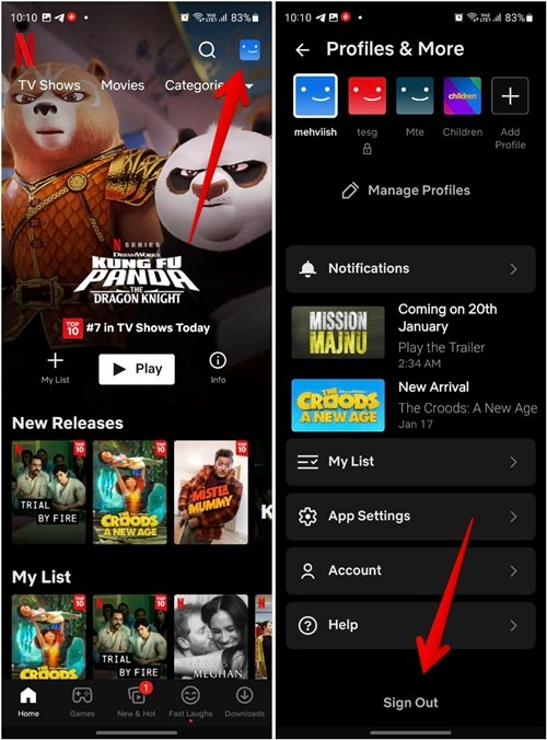 Netflix Sign Out Mobile