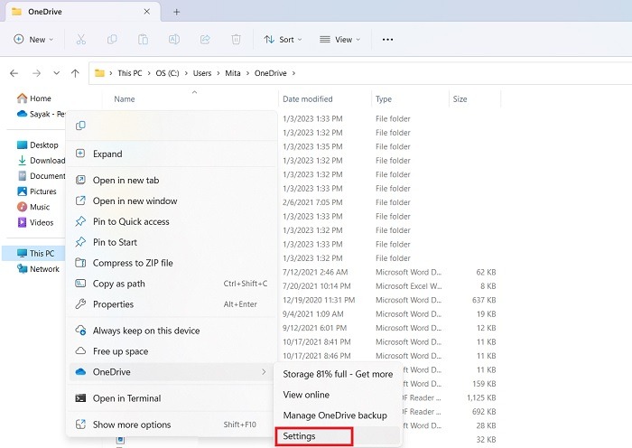 Not Enough Disk Space Windows Update Onedrive Right Click Settings