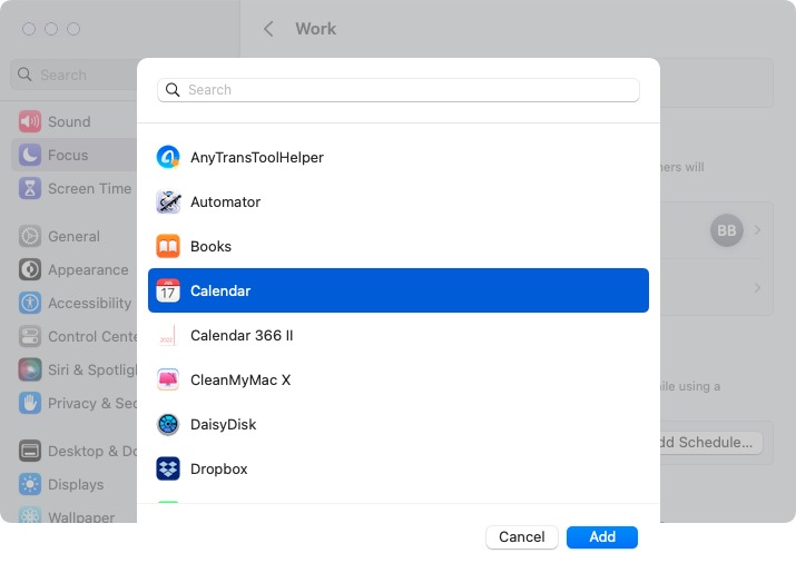 Pick Allowed Apps for a Focus on Mac