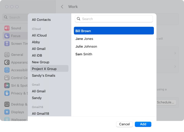 Pick Allowed People for a Focus on Mac