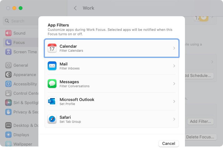 Pick a filter for a Focus on Mac
