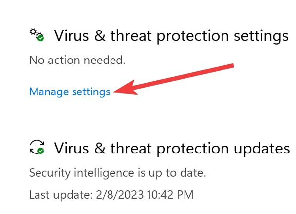 "Manage Controlled folder access" option in Windows Security.