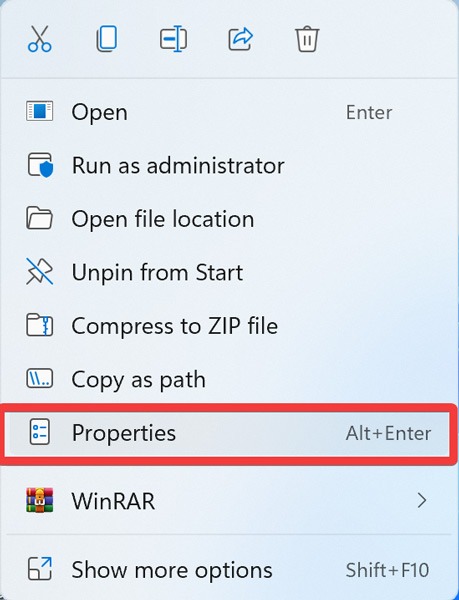 Context menu with "Properties" options visible.