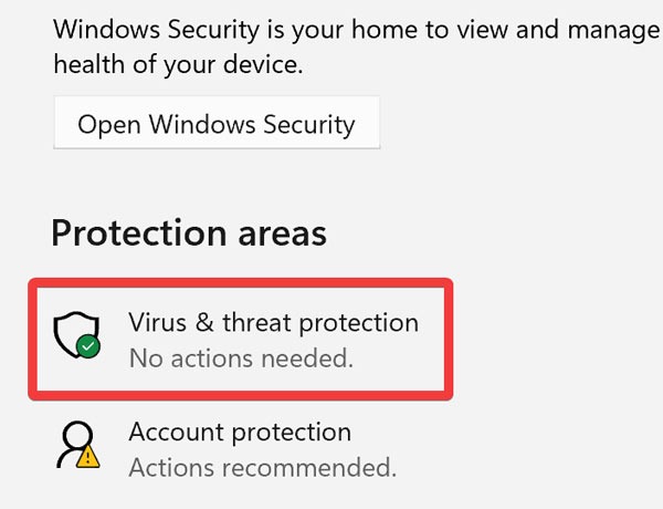 "Virus & Threat Protection" under Windows Security. 