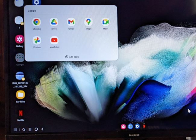 Samsung Dex Folder Home Screem