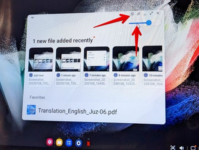Samsung Dex Opacity Window