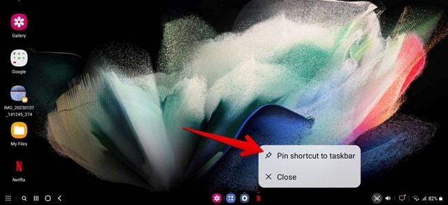 Samsung Dex Pin App Taskbar