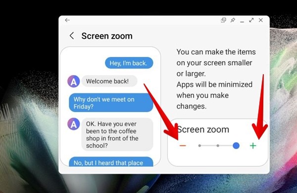 Samsung Dex Screen Zoom Change