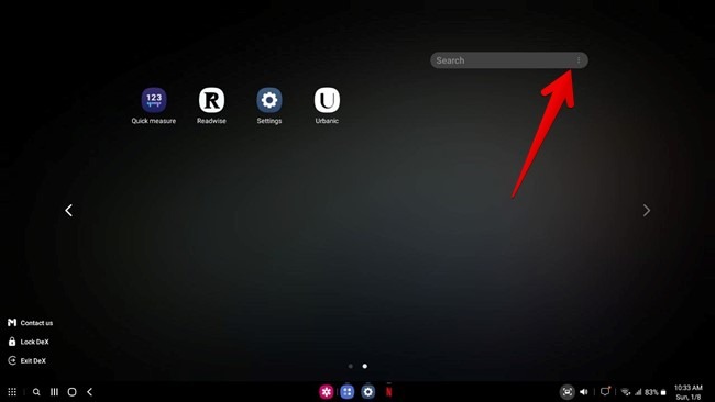 Samsung Dex Searxh Bar Menu