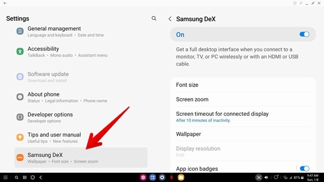 Samsung Dex Settings Change