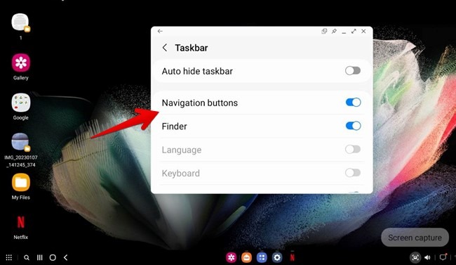 Samsung Dex Taskbar Button Off
