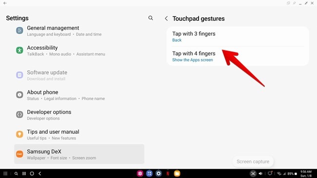 Samsung Dex Touchpad Gestures Customize