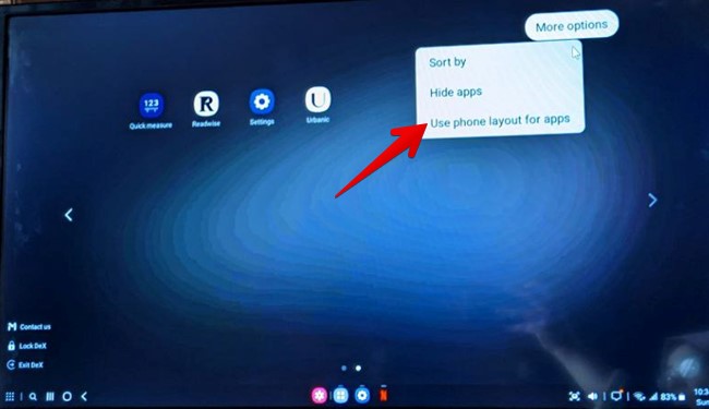 Samsung Dex Use Phone Layout