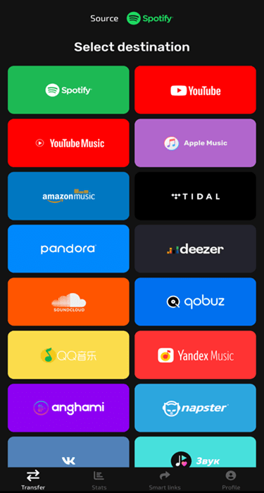 Select Migration Destination Apple Music