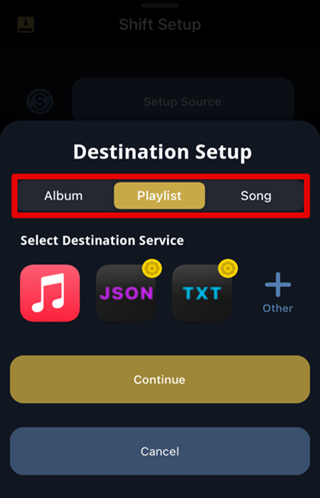 Select Playlist To Transfer