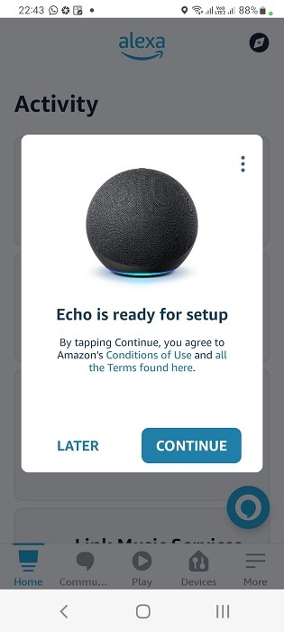 Set Up Alexa Devices Alexa App Android Echo Ready Setup Popup