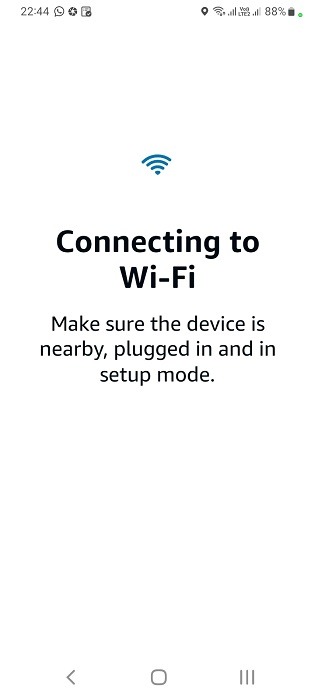 Connecting to Wi-Fi status on the Amazon Echo device.
