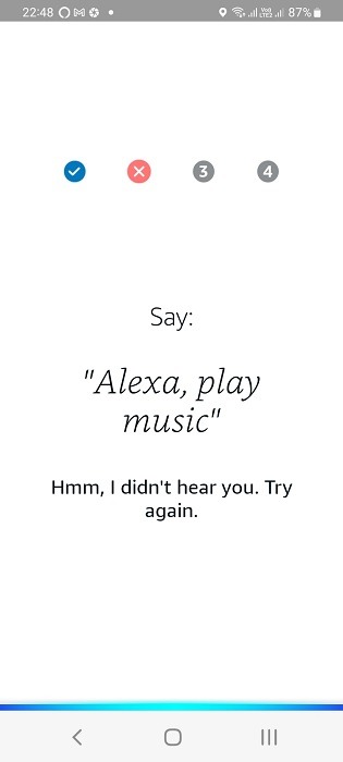 Alexa fails to understand the voice command. Try Again.