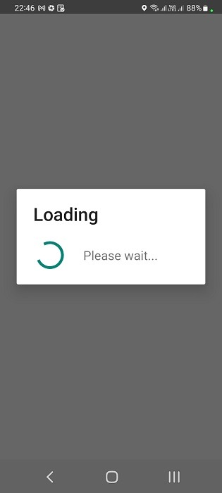 Alexa app displays a loading page to submit your details. 