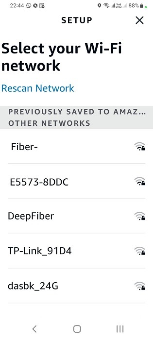 Set up the Wi-Fi network in Alexa App by selecting it. 