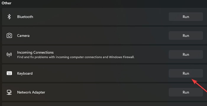 Run the Keyboard troubleshooter.