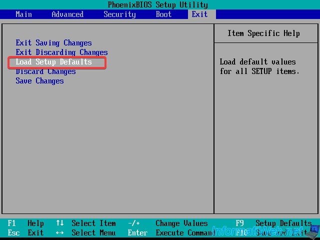 "Load setup defaults" option in BIOS.