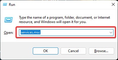 Type "services.msc" in Run window. 