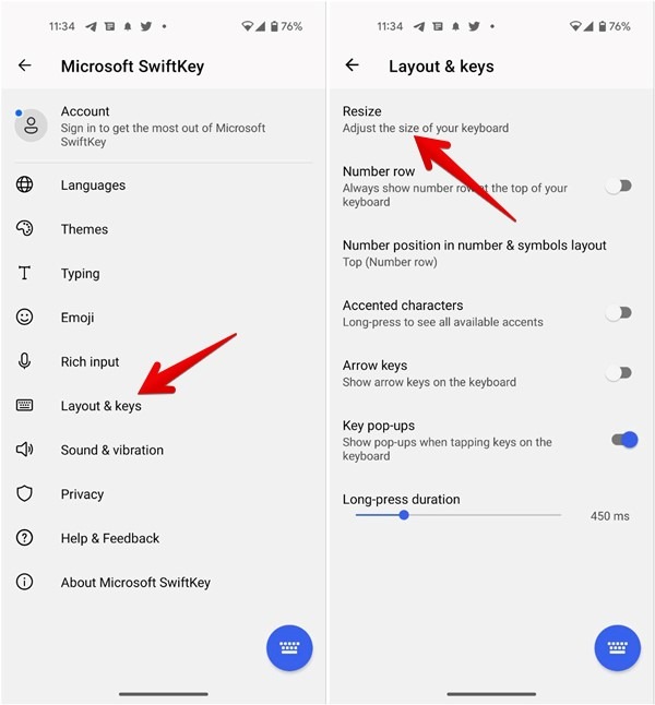 Swiftkey Settings Layout