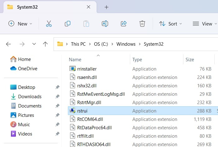 System Restore Windows System32 Rstrui