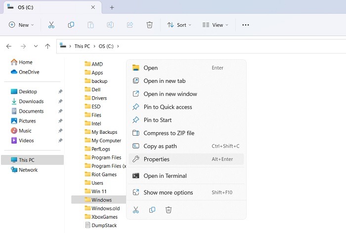 Windows folder in C:\