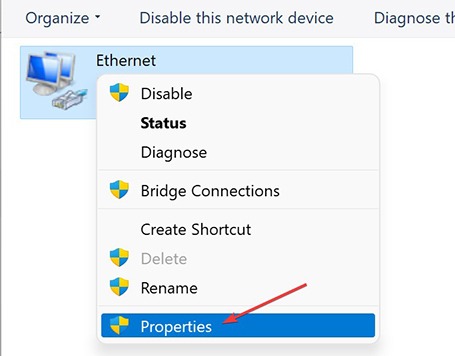 Unidentified Network - Network Propertise