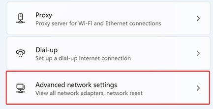 Unidentified Network - Open Advanced Network Settings