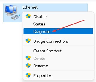 Unidentified Network - Run Diagnose On Network Adapter