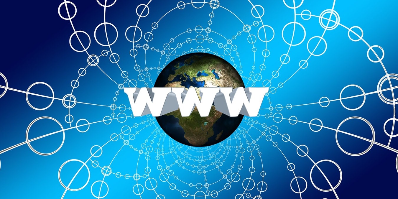 Web represented by a globe and WWW from Pixabay