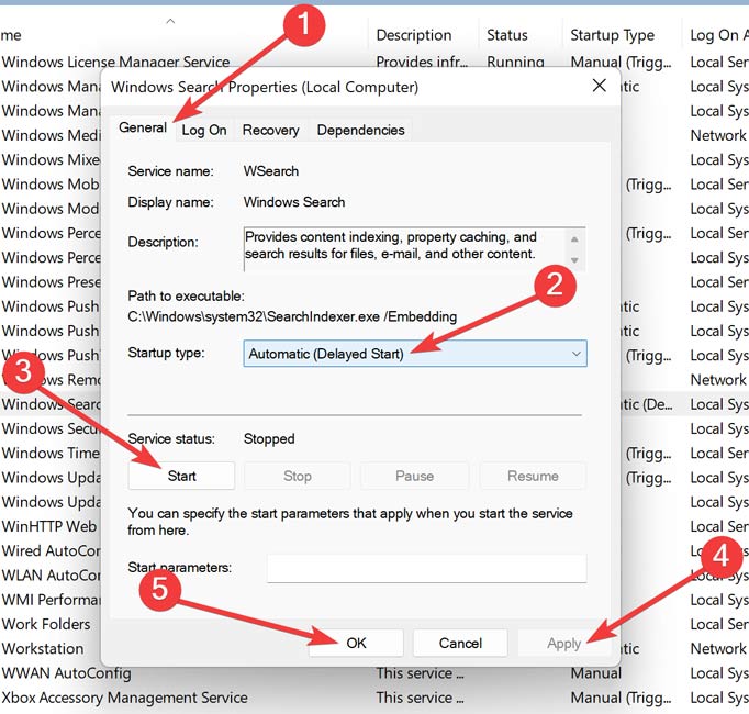 Changing "Startup Type."