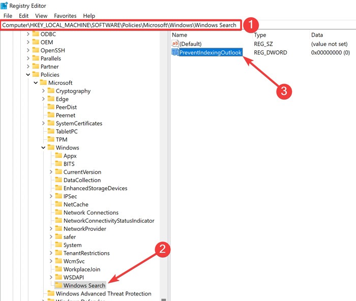 Tweaking the registry under "Windows Search" key.