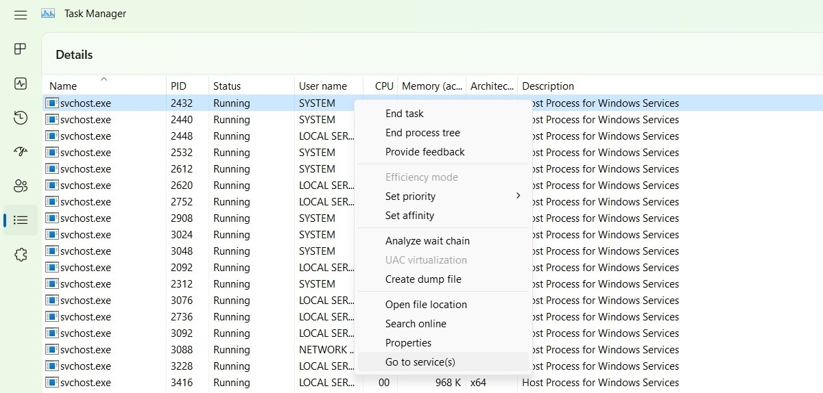 Go to Services in Task Manager for SysMain Service Host.